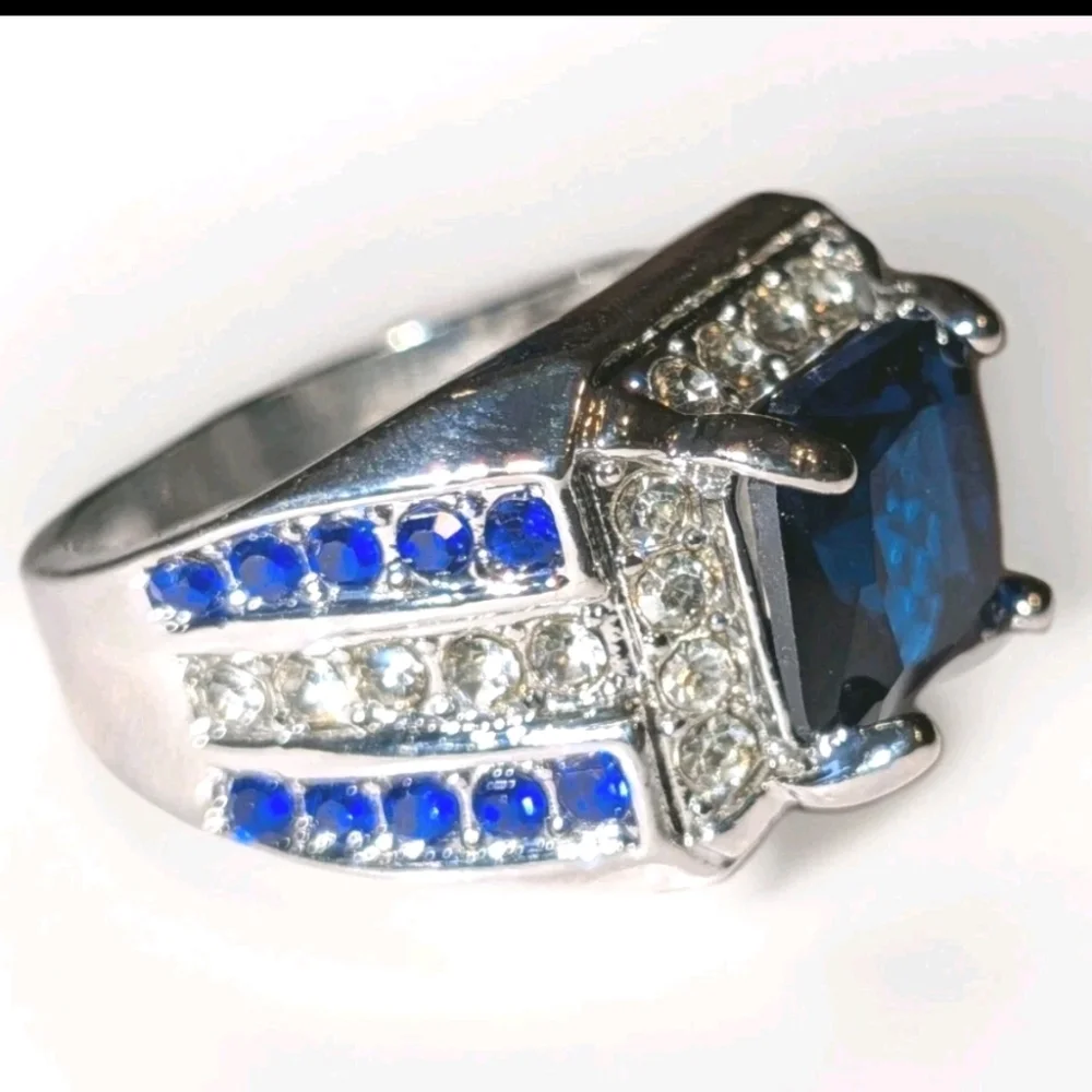 Sapphire Diamond Men's Ring Sz 9